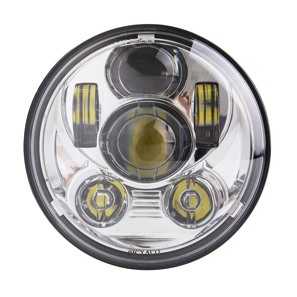 Brightest 5-3/4 5.75"  LED Headlight for 883 Sportster Triple Low Rider Wide Glide Headlamp Projector Driving Light (Chrome)